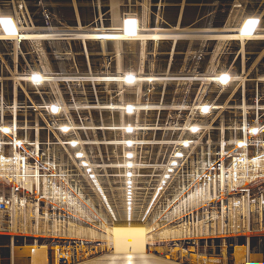 belysning i tak i lagerlokal i Bankeryd